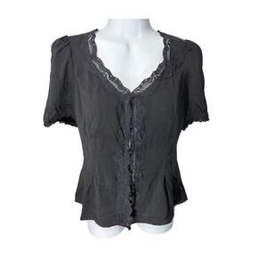 Womens Top Medium FRENCH CONNECTION Lace buttons NWT